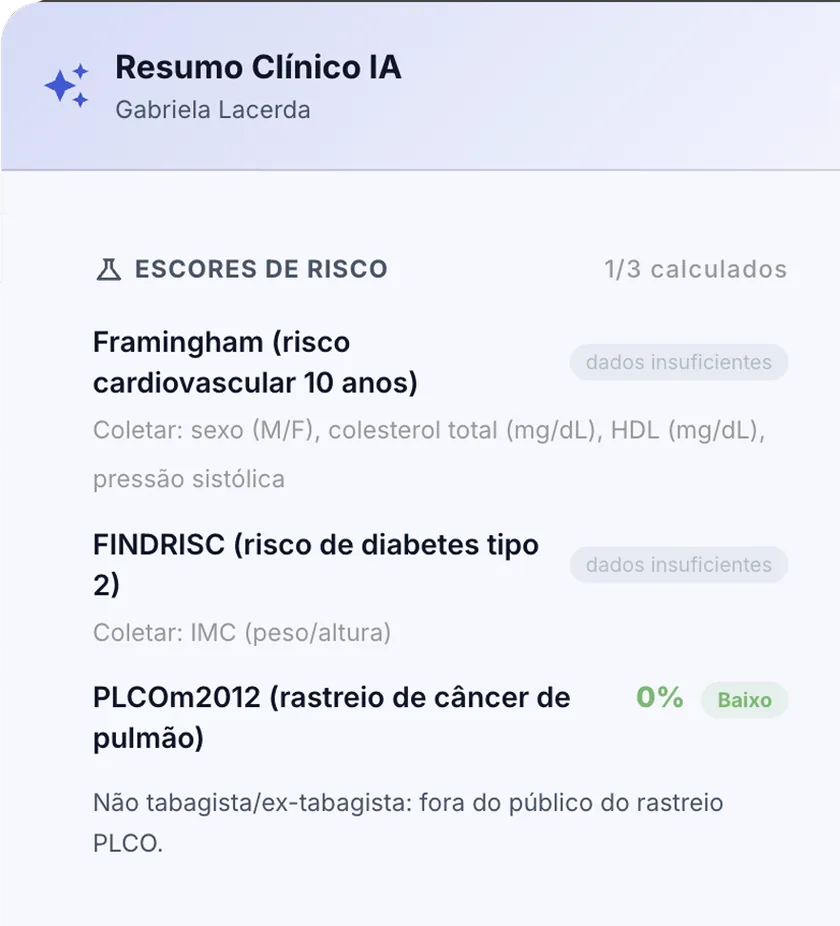 Resumo clínico gerado por IA na Kyon Med