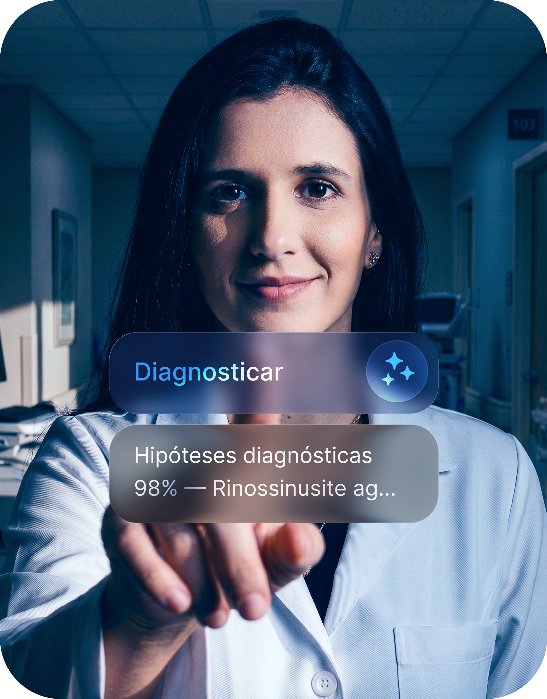 Médica aciona Diagnosticar e a rede neural Kyon sugere hipóteses diagnósticas