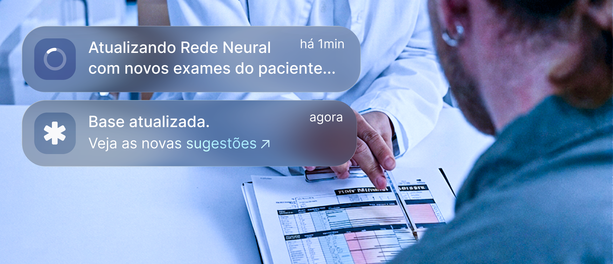 Notificações: rede neural atualizando com novos exames do paciente